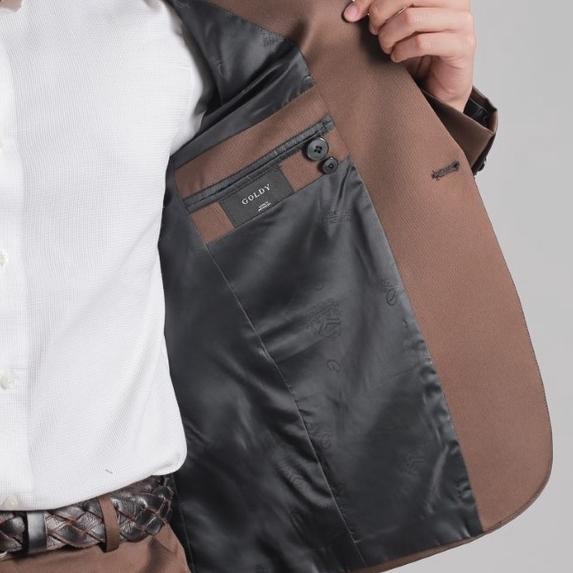 Menarik Goldy Outfit Setelan Jas Celana & Rompi Coklat - Peaky Premium