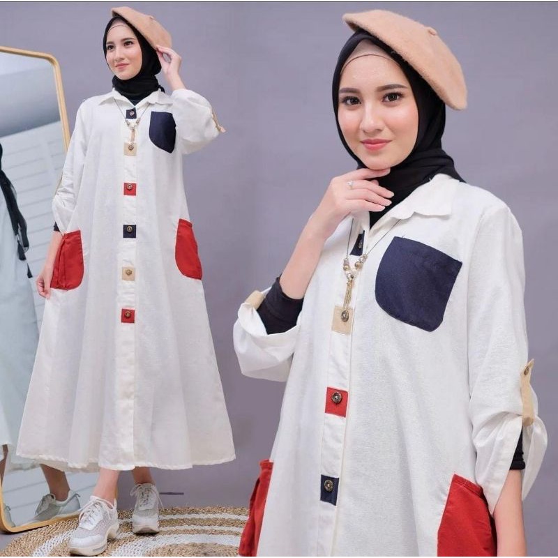 DRESS MUSLIM, Fashion Muslim, baju wanita, Midi dress, Baju midi dress , fashion wanita,  Rebeca Midi Dress