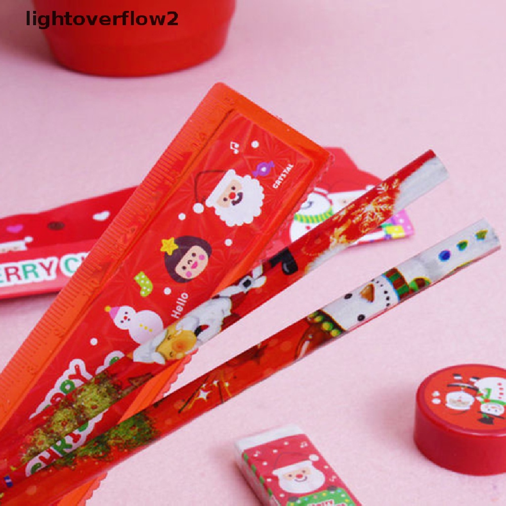 (lightoverflow2) 5pcs / Pak Rautan Pensil Motif Natal Untuk Stationery Sekolah / Hadiah