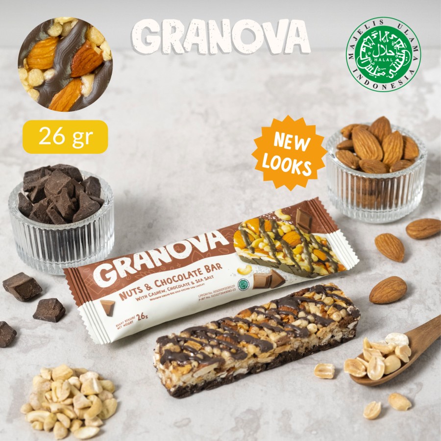 Snack sehat Granova Mini Snack Bar Nuts &amp; Chocolate 26 gram