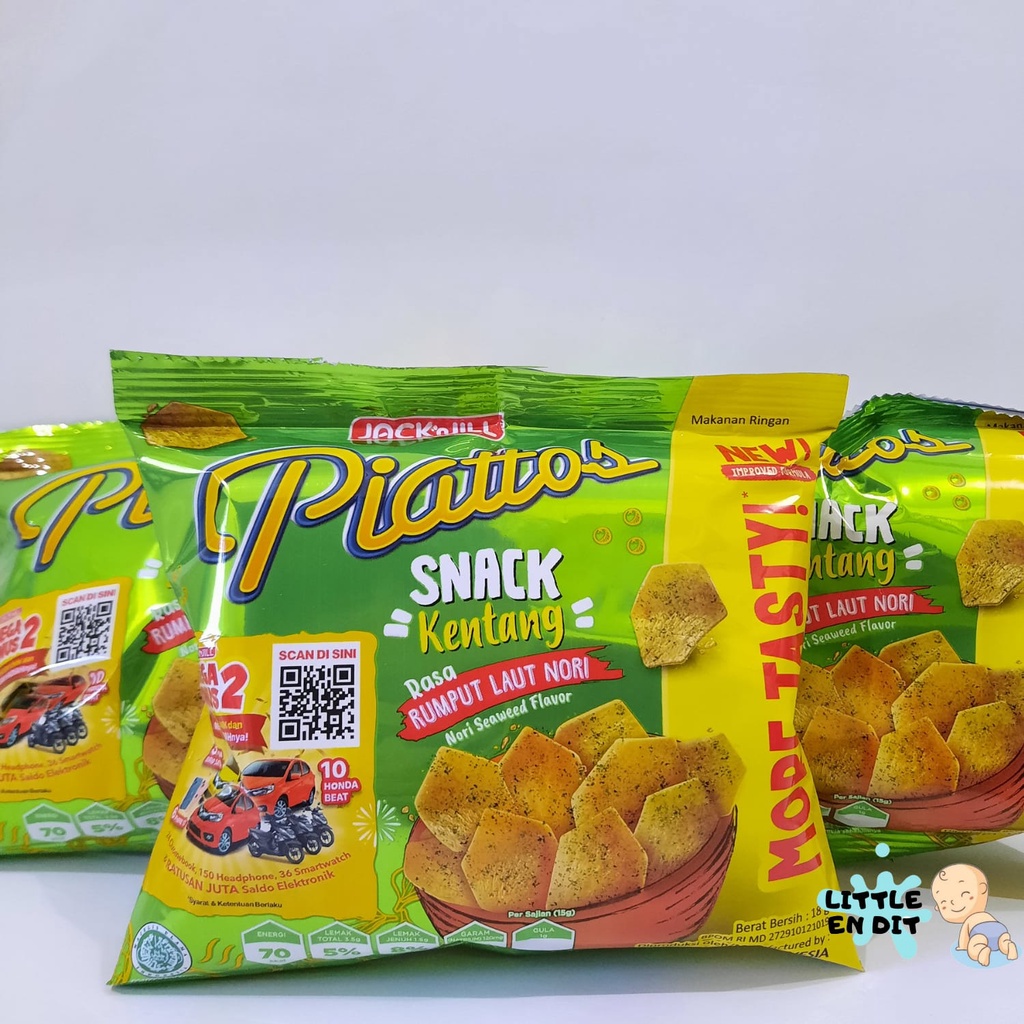 

Littleendit Snack Piattos Rasa rumput laut nori 18gr