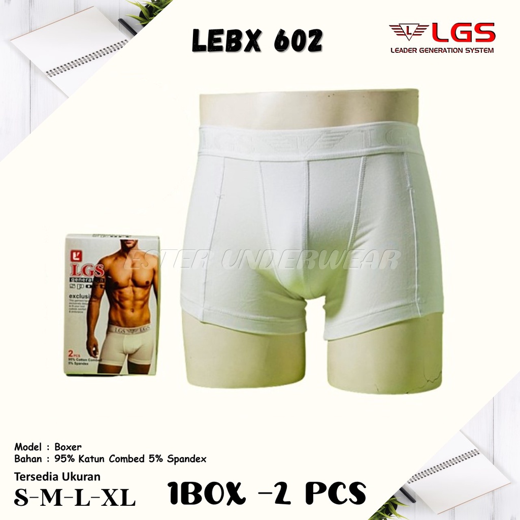 CELANA BOXER PRIA LGS 602 ISI 2Pcs |CELANA LGS SERI PUTIH