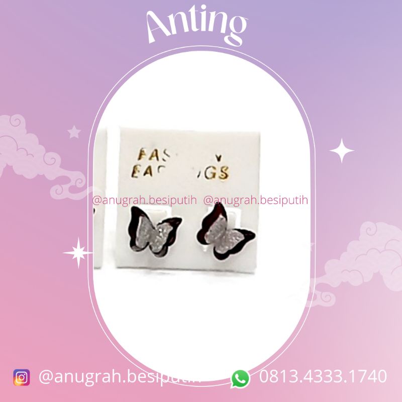 Anting besi putih / anting kupu