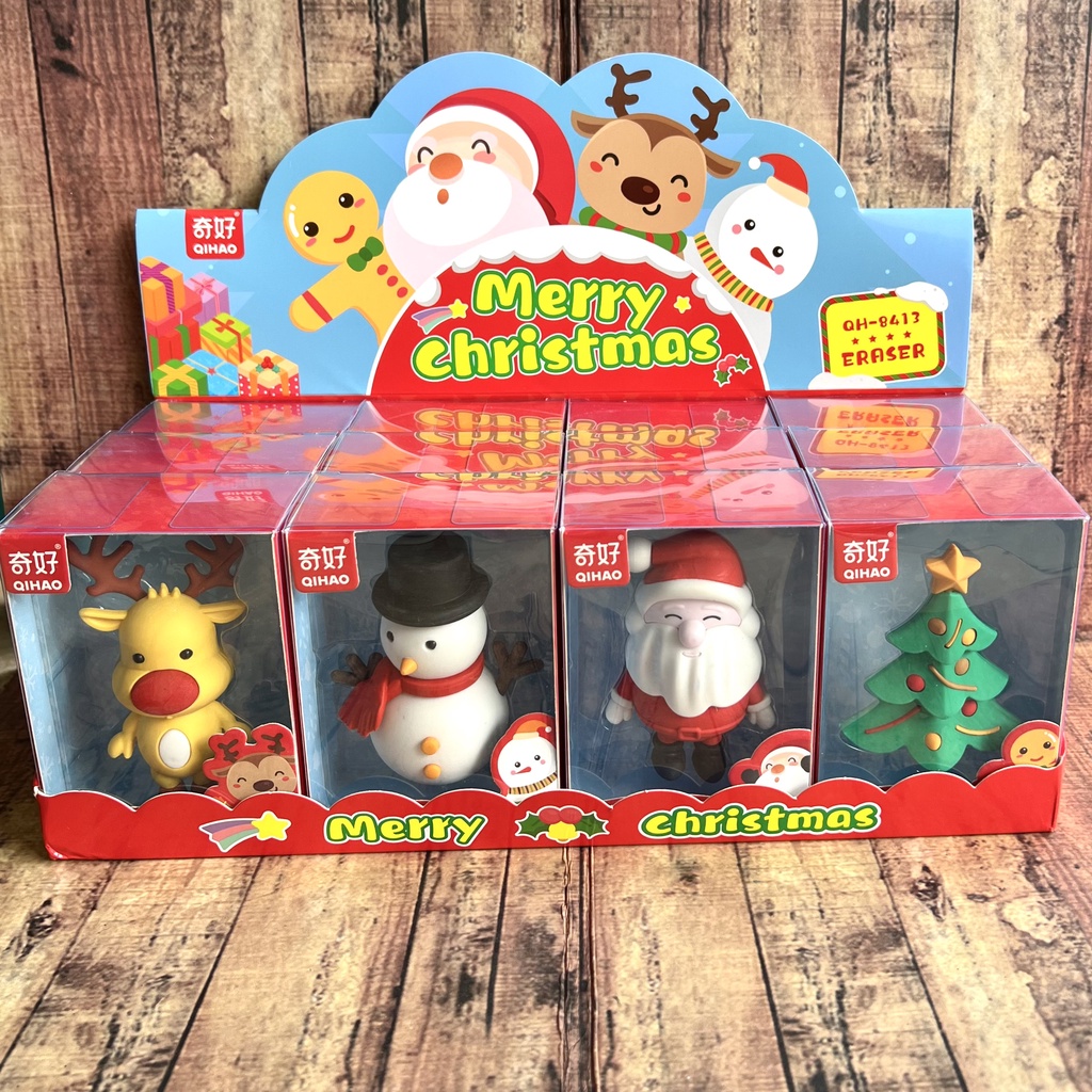 Penghapus Set Mika Qihao Sensory Merry Christmas QH-8413 - Fancy Eraser Super Cute - Setip Xmas