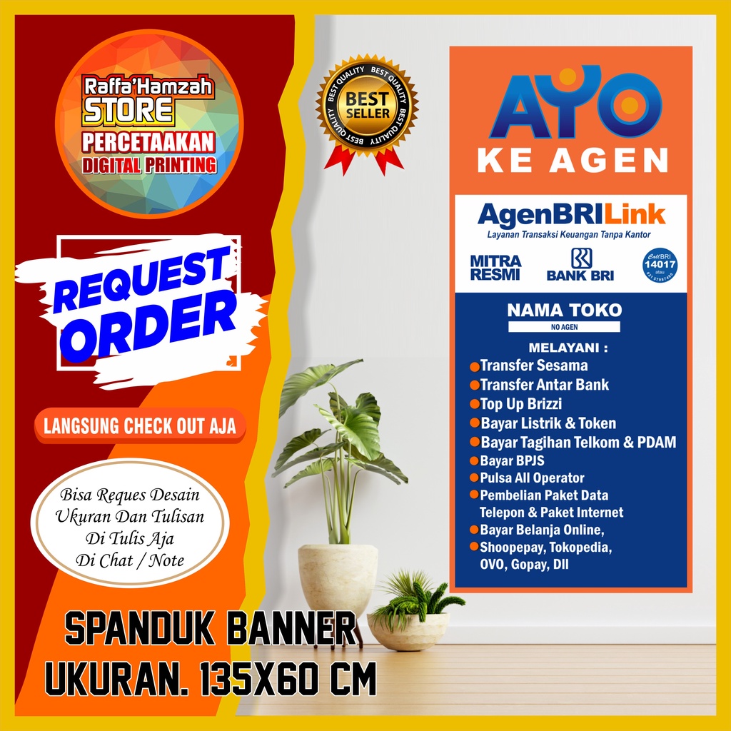 SPANDUK BANNER AGEN BRI LINK SPANDUK BRI LINK BANNER BRI LINK SPANDUK BRI LINK UKURAN 135X60 CM