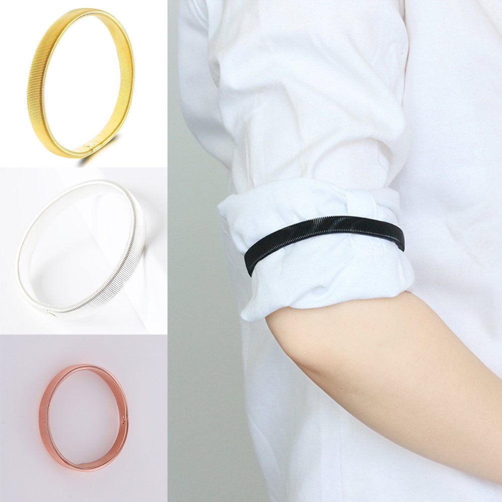 Gelang Lengan Elastis Bahan Metal Bentuk Geometri Untuk Unisex