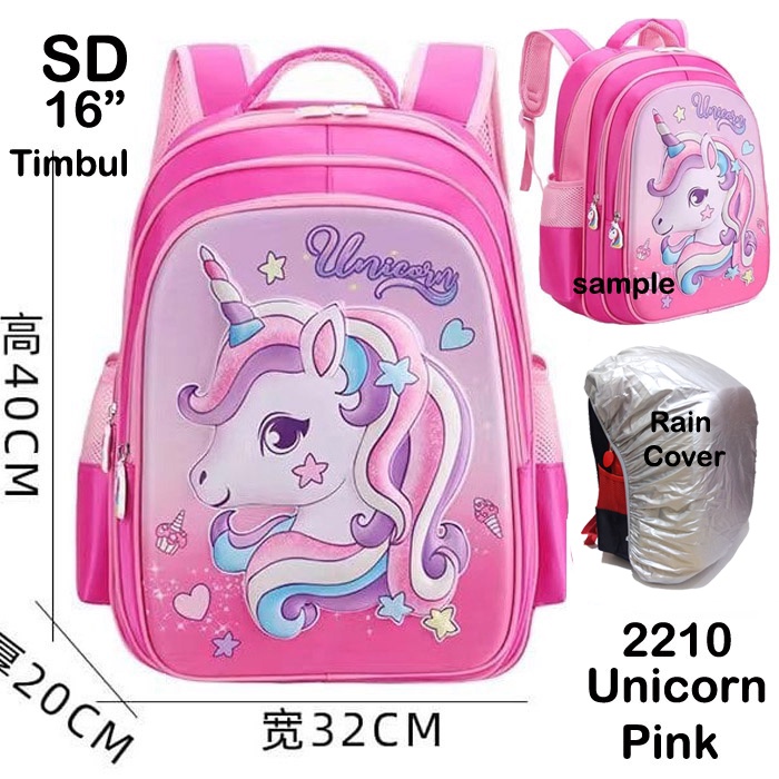 Tas Anak Perempuan Ransel Sekolah TK SD Unicorn Frosen LOL