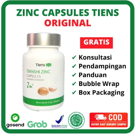 TIANSHI ZINC ZINK TIENS PENINGGI BADAN ORIGINAL ISI 60 CAPSULE CAPSULES KAPSUL UNTUK ANAK DEWASA TIA