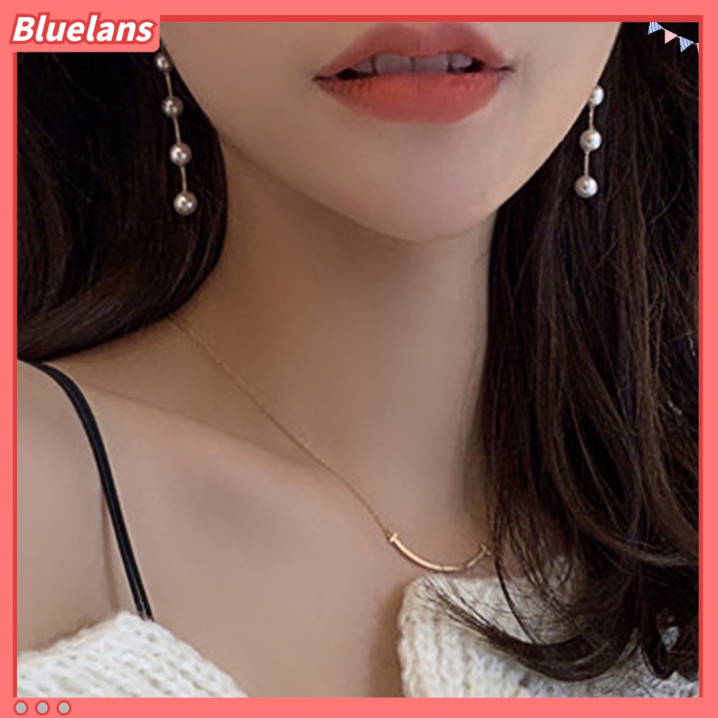 Bluelans Ear Studs Faux Pearl Temperament Women Korean Style Tassel Earrings