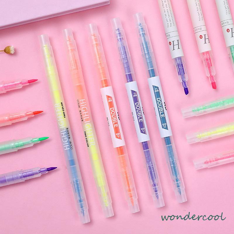 Spidol Berujung Miring Ber warna  Pena Stabilo Kreatif Berujung Ganda  Pena Stabilo Dua Warna Spidol Siswa-Won