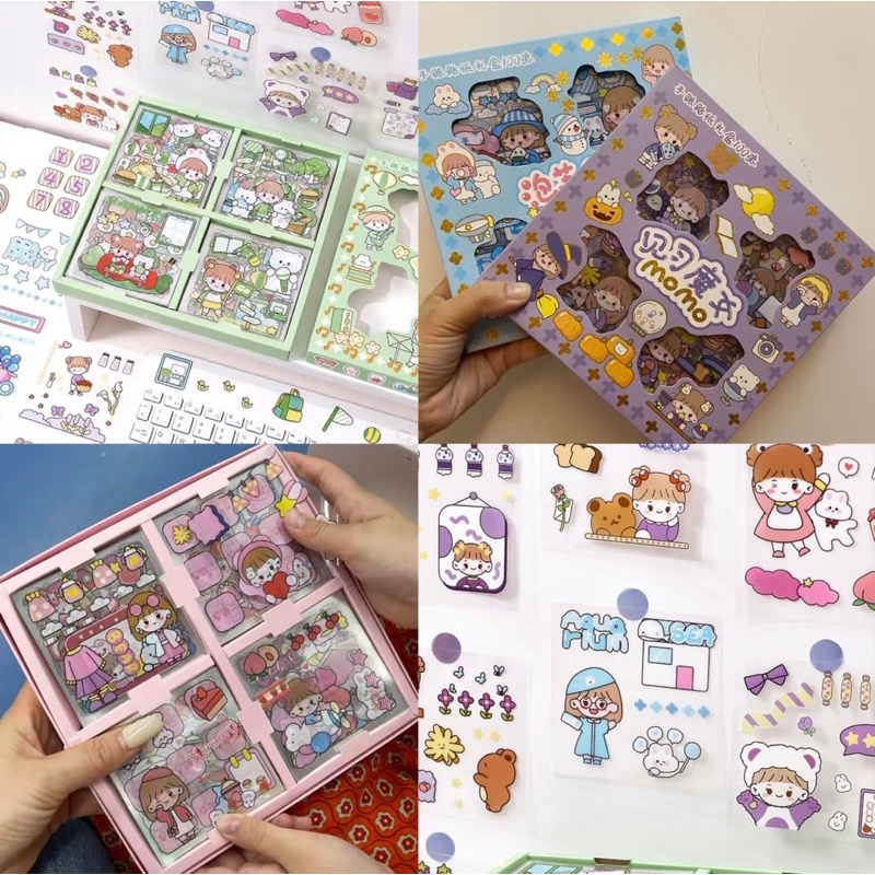 sticker 100 Lembar Stiker Viral Waterproof Motif Kartun Korea Lucu Anti Air Dekorasi Handbook Scrapbook DIY