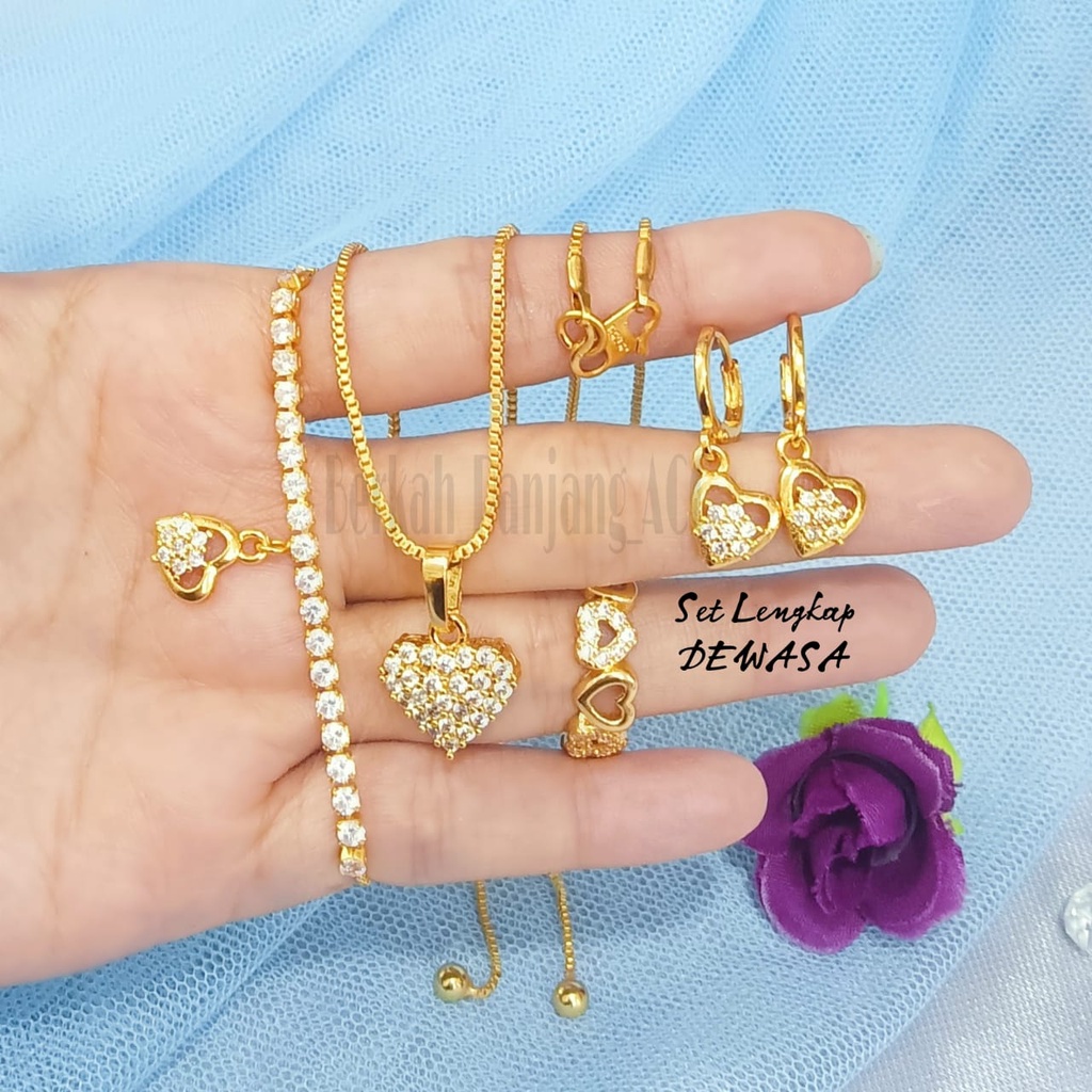 SET DEWASA LOVE CINTA perhiasan super berkelas fashion korea anti karat dan anti luntur