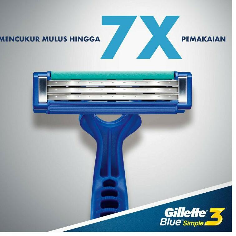 Maxi Promo--.GILLETTE Blue Simple 3 FLEXI 4pcs pisau cukur Gillette Alat Cukur Blue Flexi 3 Razor Pi