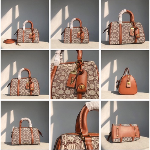 [Instant/Same Day]coach  8530  117 8529 Ruby Satchel 25 In Signature Textile Jacquard Women Crossbody Sling Bag   ztb