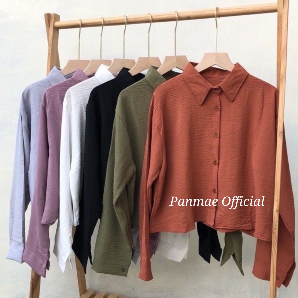 CROP CRINKLE - BAJU CROP - ATASAN WANITA - BAHAN CRINKLE - KOREAN FASHION