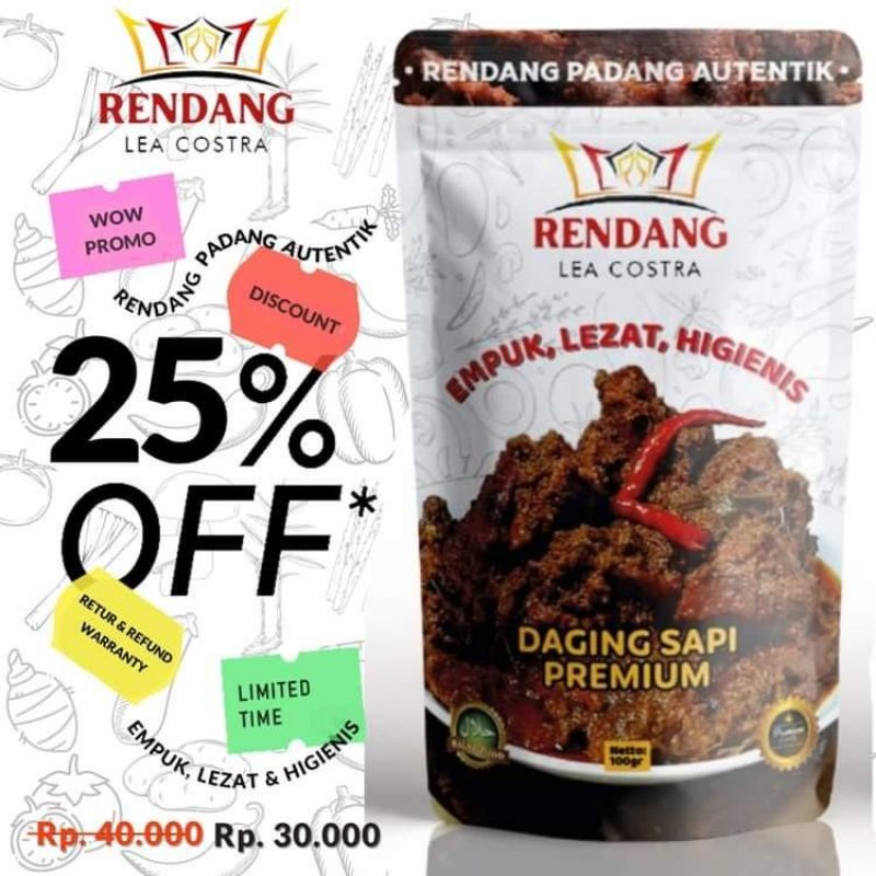 Jual Rendang Padang Autentik Daging Premium Top Side 100gr 3 Potong