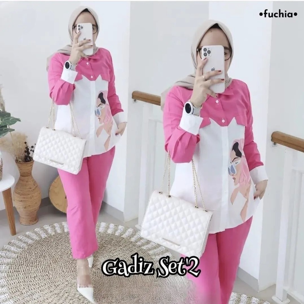 Gadiz Set / Set Atasan + Celana Kekinian / Baju Set Wanita Model Terbaru Matt Beautycrepe / OOTD Wanita / GOM