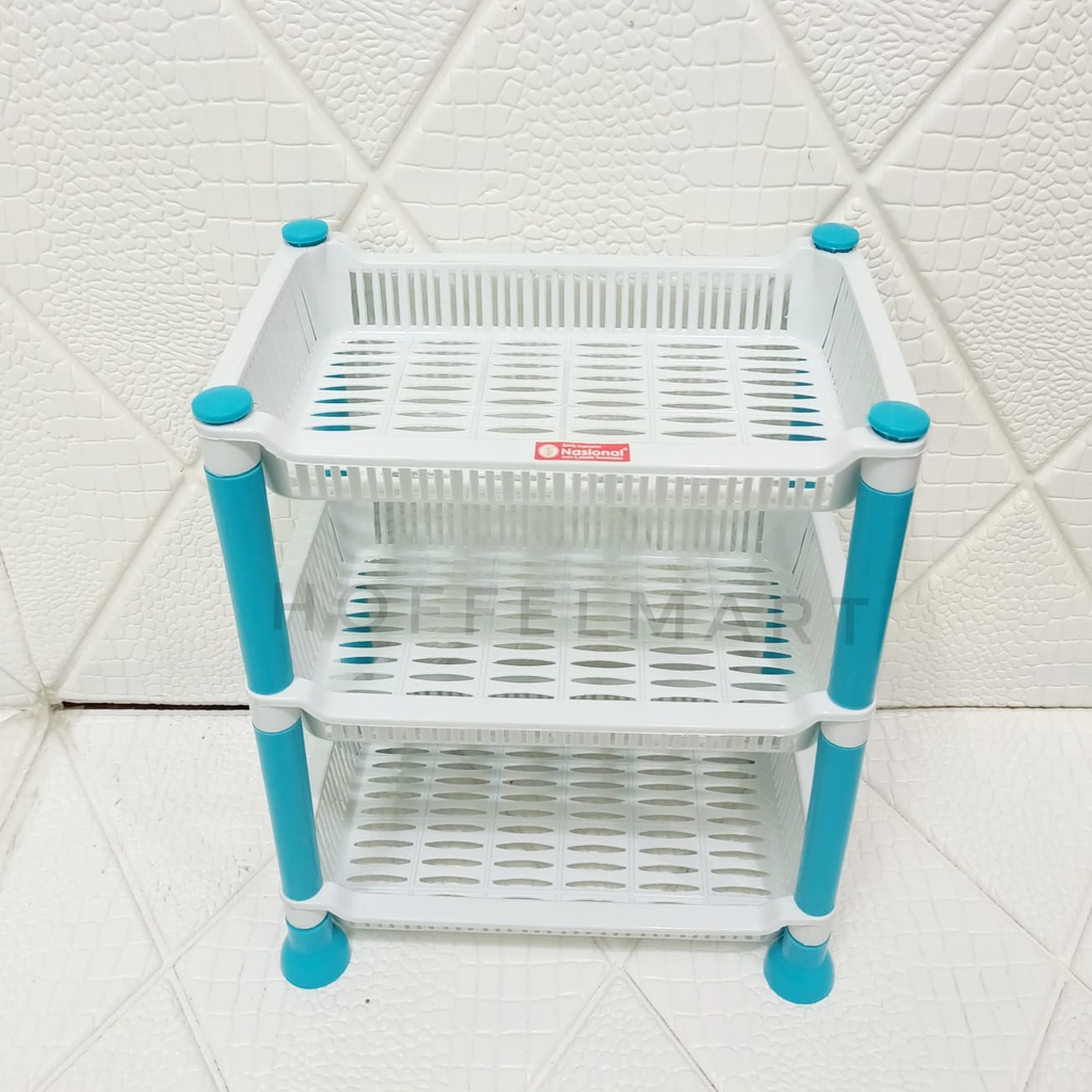 Rak Segi Plastik Serbaguna Susun 3 DX-Flower Biru