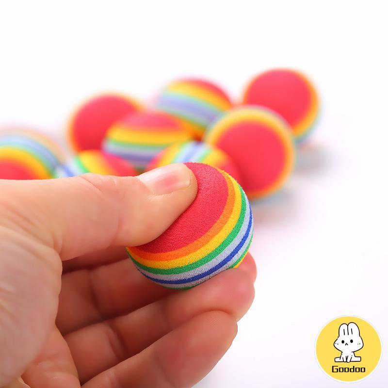 Pet Cat Puppy Toy Ball Rainbow Mengunyah Bola Interaktif Tumbuh Gigi Mainan Menyenangkan - SD -Doo