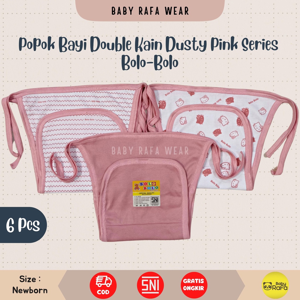 Serian Dusty - 12 pcs / 6 pcs Popok Bayi Perempuan Double Kain PINK DUSTY SERIES merk SNI Bolo - Bolo