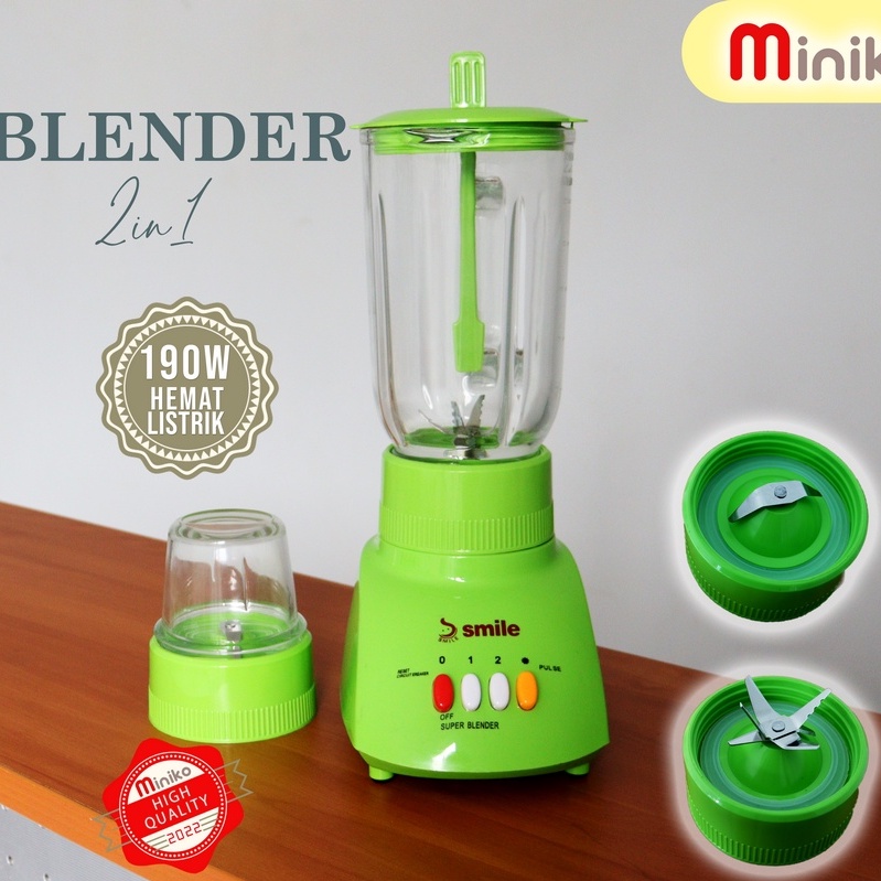 Blender National Smile 2in1 Blender Set Bumbu Daging Jus Es Berbahan Kaca Dan Plastik - Blender Murah