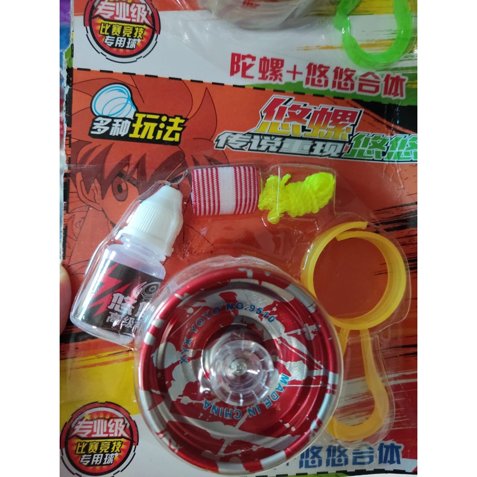 Mainan Yoyo besi motip keren full set plumas warna chrome