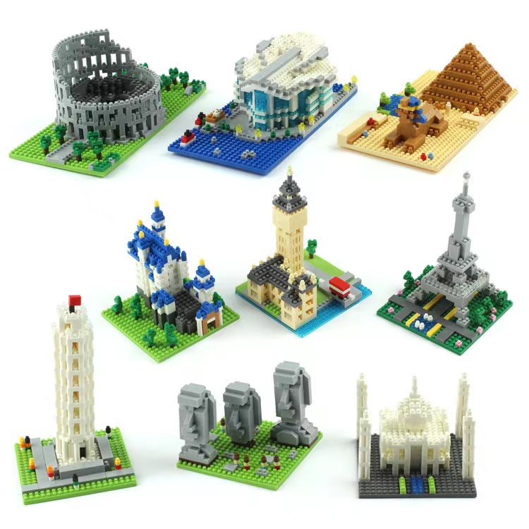 Mainan Balok Bangunan Model Miniatur Bangunan Dunia Partikel Kecil Kreatif Diy