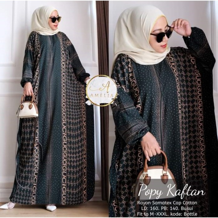 Gamis Dress Muslim Wanita Gamis Kaftan Rayon Super Jumbo - Army Termurah Terbaru Berkualitas