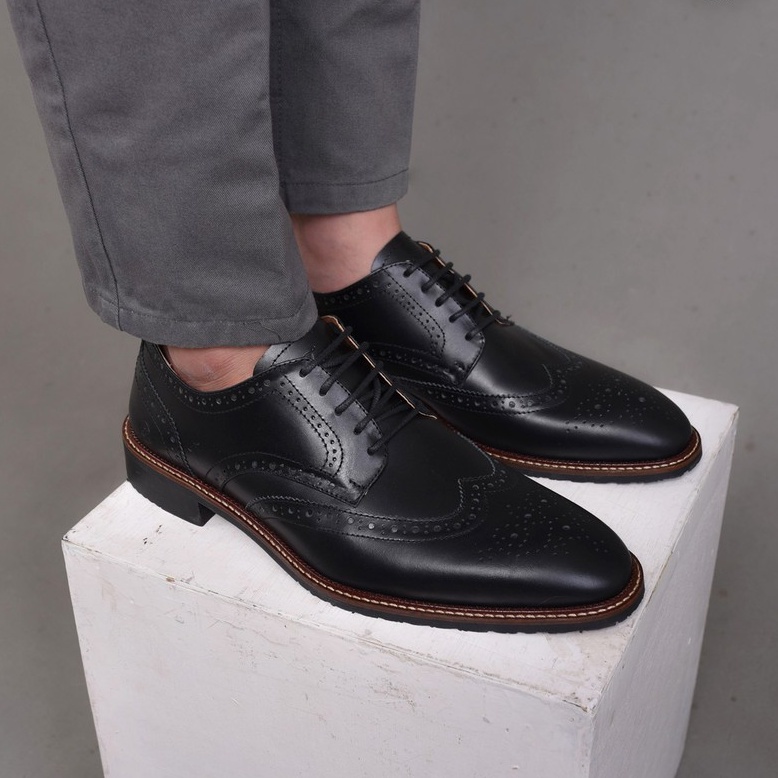 SEVILLA (Kulit Asli) - Sepatu Pantofel Pria Kulit Asli Formal Vintage Klasik Kulit Pantofel Pria Cowok