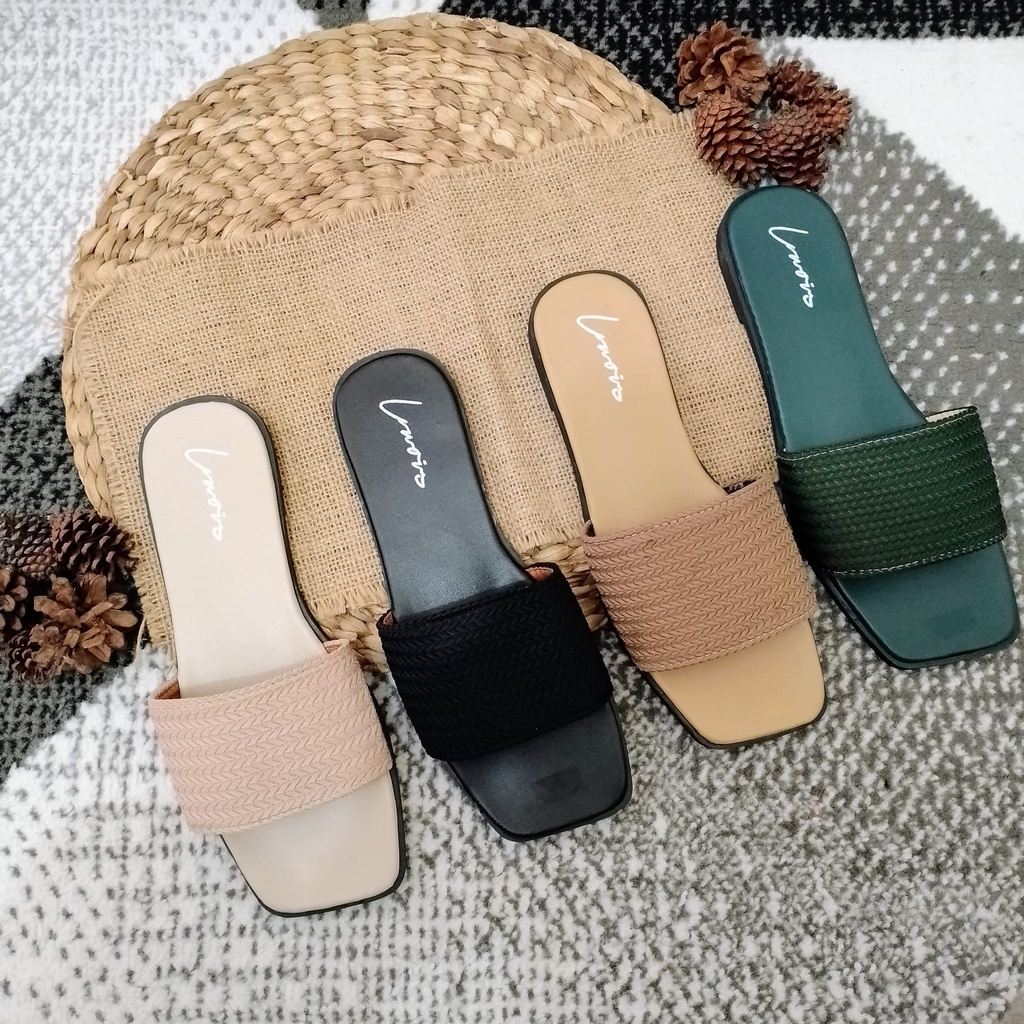 Sandal Selop Wanita Teplek Bahan Rajut Nyaman NESANH - DIXY