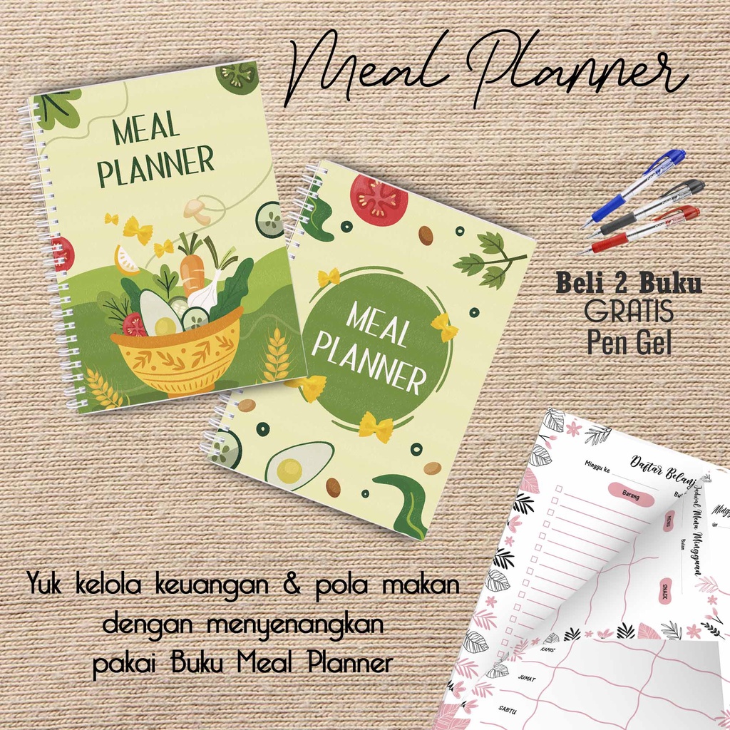 

Artomaringi Meal Planner / Jadwal Menu Hemat Harian Beli 2 Buku Gratis Pen Gel Kode MP21