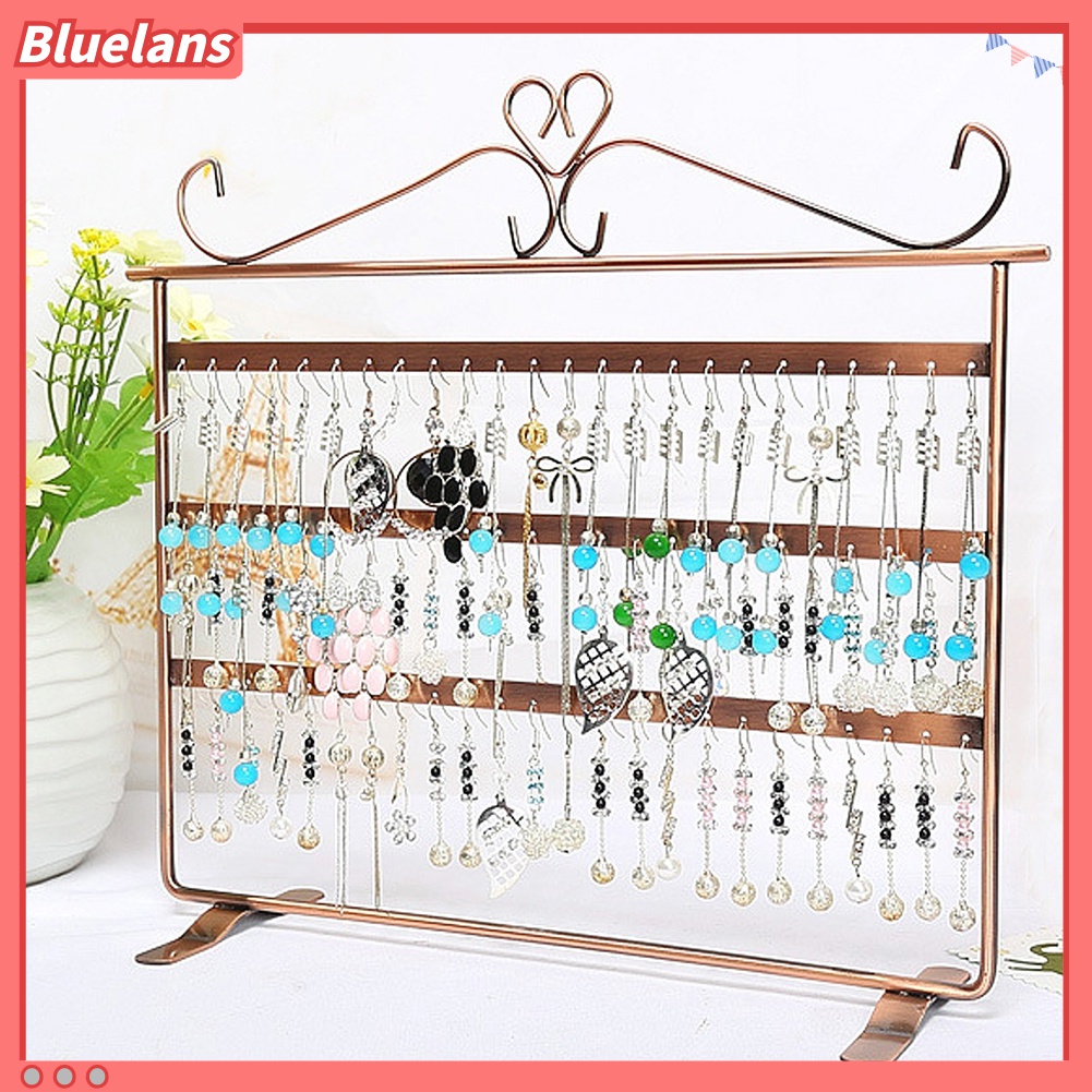 Rak Stand Holder Display Perhiasan Anting Kalung 72 Lubang Bahan Logam