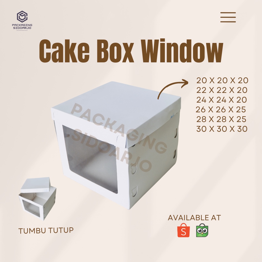 Cake Box Window Putih Mika Samping Uk. 22X22x20/Cake Box Mika Uk. 22X22x20/Cake Box Mika Samping Uk 