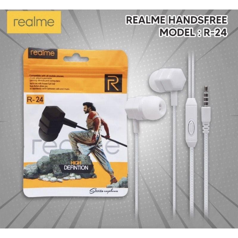 Hf Handsfree Headset Realme R-24 + Mic Suara Bagus