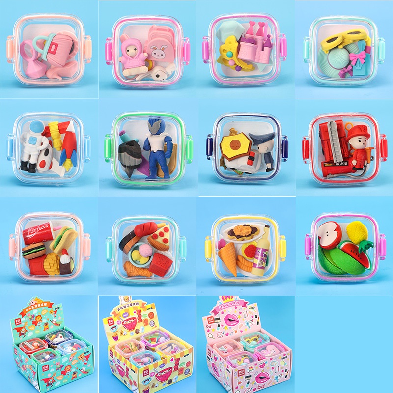 

[LOGU] Penghapus karakter kartun anak dengan kotak, Cute cartoon eraser