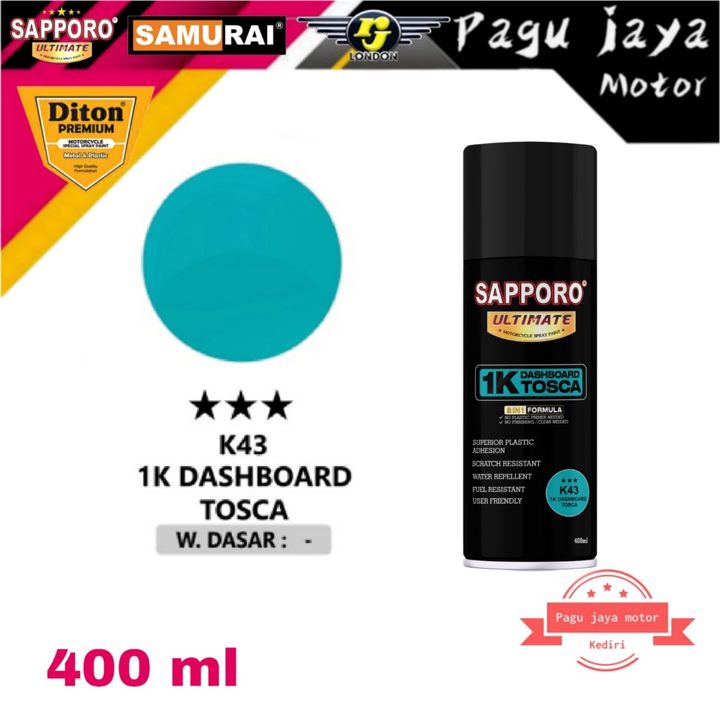 SAPPORO ULTIMATE K43*** 1K DASHBOARD TOSCA 400ml pilox pilok cat semprot spray paint dasbor dasboard toska untuk body motor mobil velg