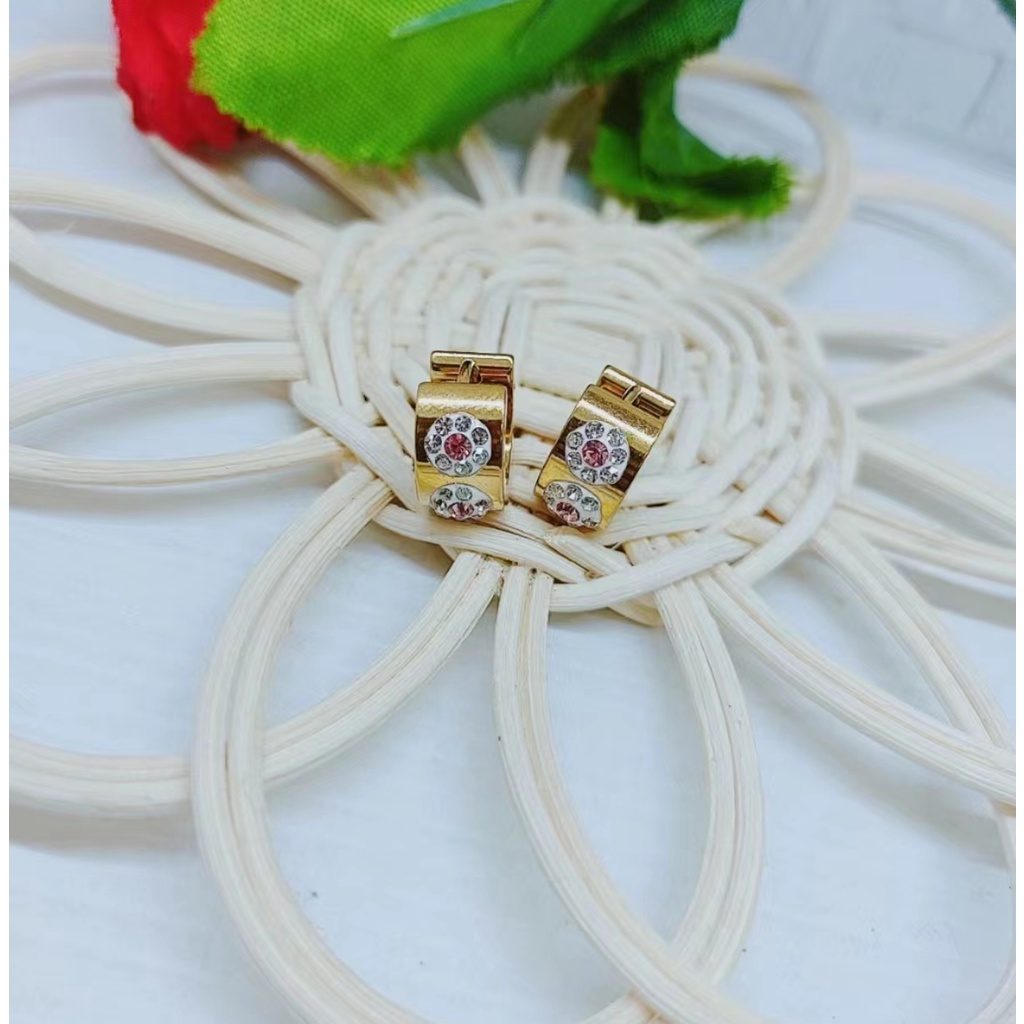 Anting Titanium Mata Warna Warni Perhiasan Fashion W027-29