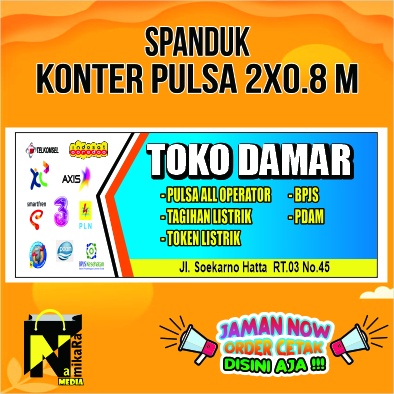 Spanduk banner backdrop Konter Pulsa dan Kuota murah bisa custom / Banner Pulsa dan Kuota keren dan 