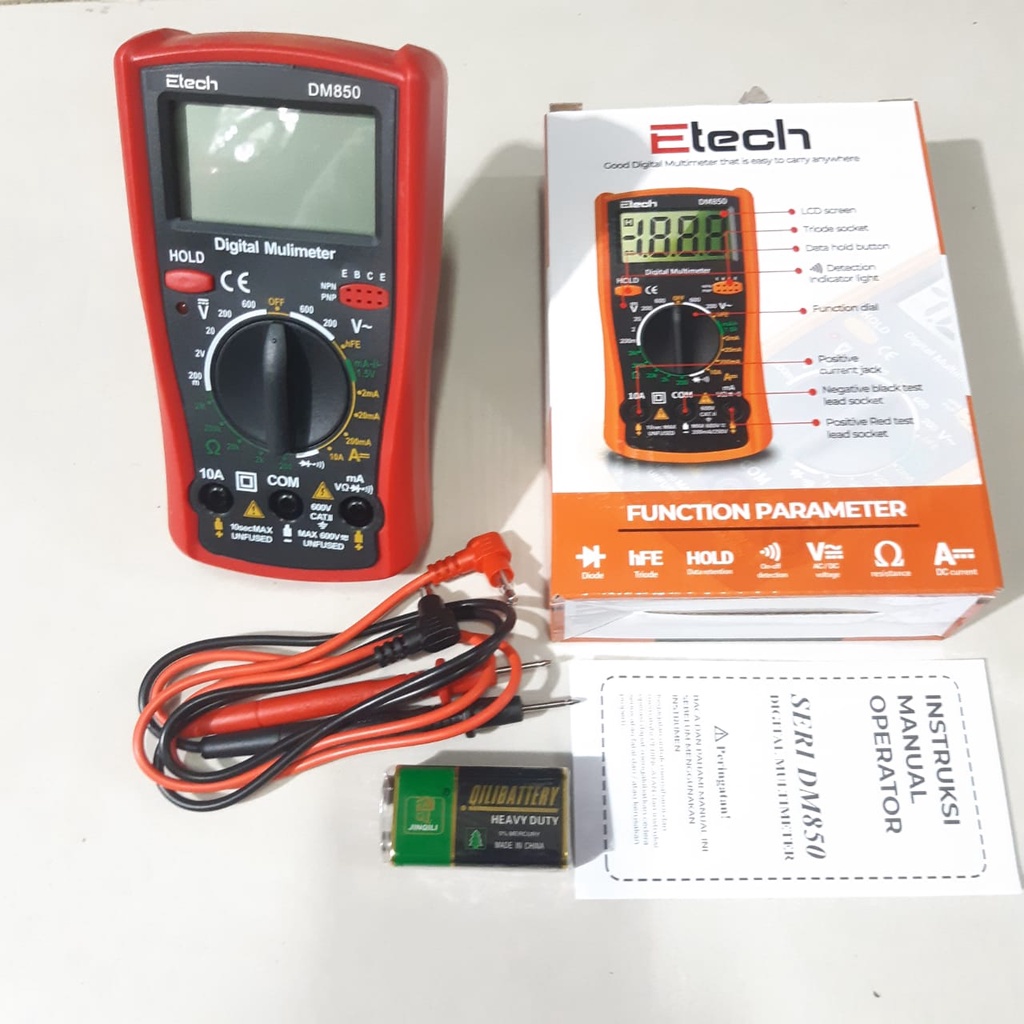 Multimeter Digital True RMS Auto-Rangement Capacitans Temperature Voltase Arus Hz Ohm Duty Cycle Tester dengan Analog Ba DM850