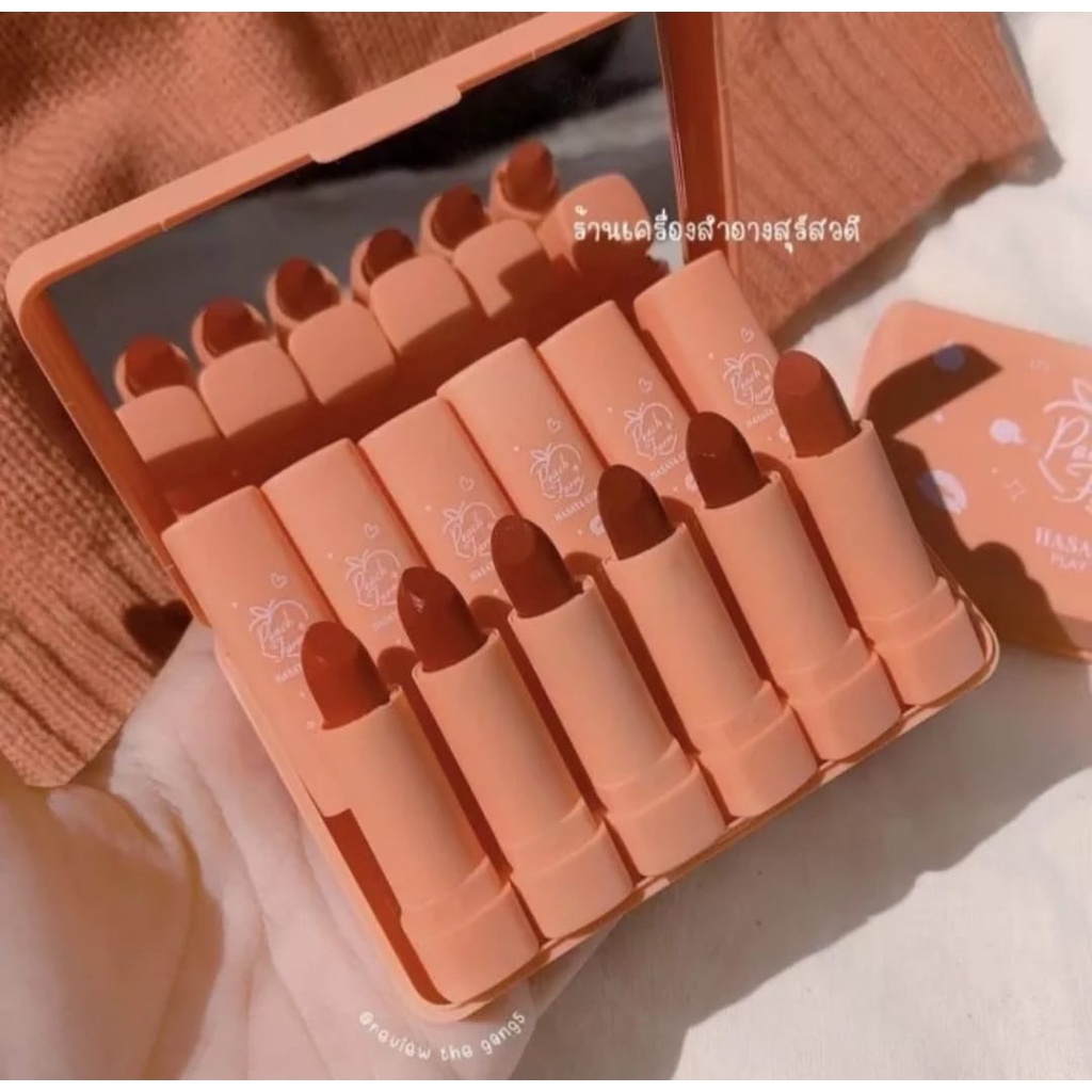 [6 PCS] HASAYA GIRL MINI LIPSTICK PEACH FARM SERIES (dapat 1 set + kaca)