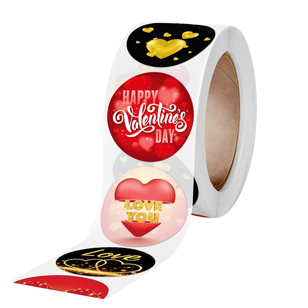 500 Pcs/Roll Stiker Hati Label Bulat DIY Dekorasi Sealing Decal Tas Penyimpanan Hadiah Baking