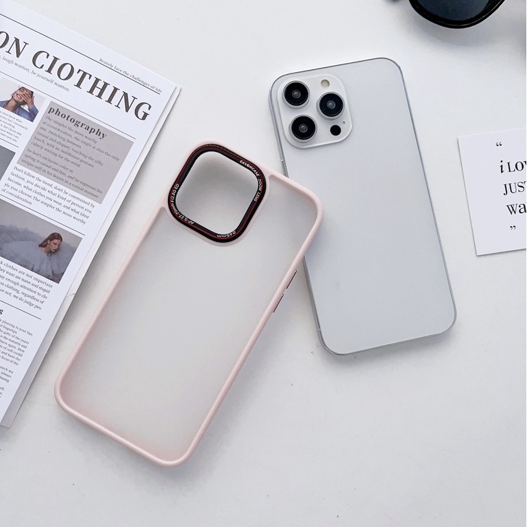 Untuk iPhone Dark Green Purple Blue Pink Matte High Quality Fingerprint Resistant Case iPhone 12 13 14 Pro Max Hard Case Metal Camera Large Hole+Metal Button case