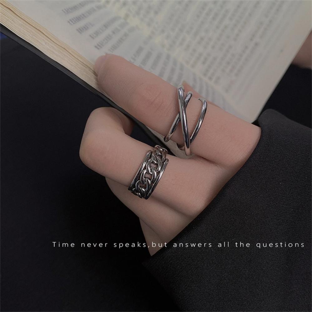 Timekey Cincin Terbuka Adjustable Gaya Retro Simpel Untuk Unisexpriawanita P6S8