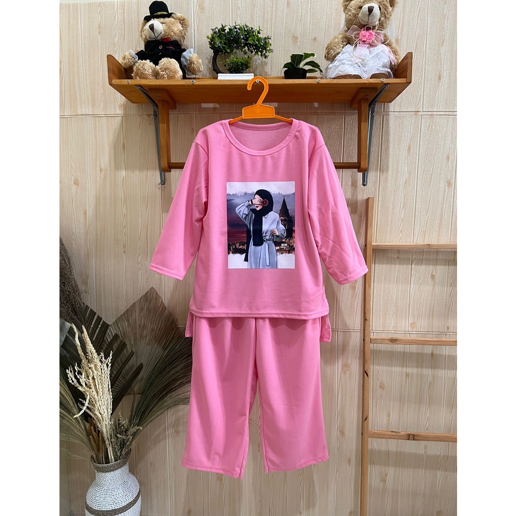 BAJU SETELAN ANAK VIRAL 2022 CELANA CUTBRAY / ONE SET VIRAL MOTIF MUSLIMAH KEKINIAN