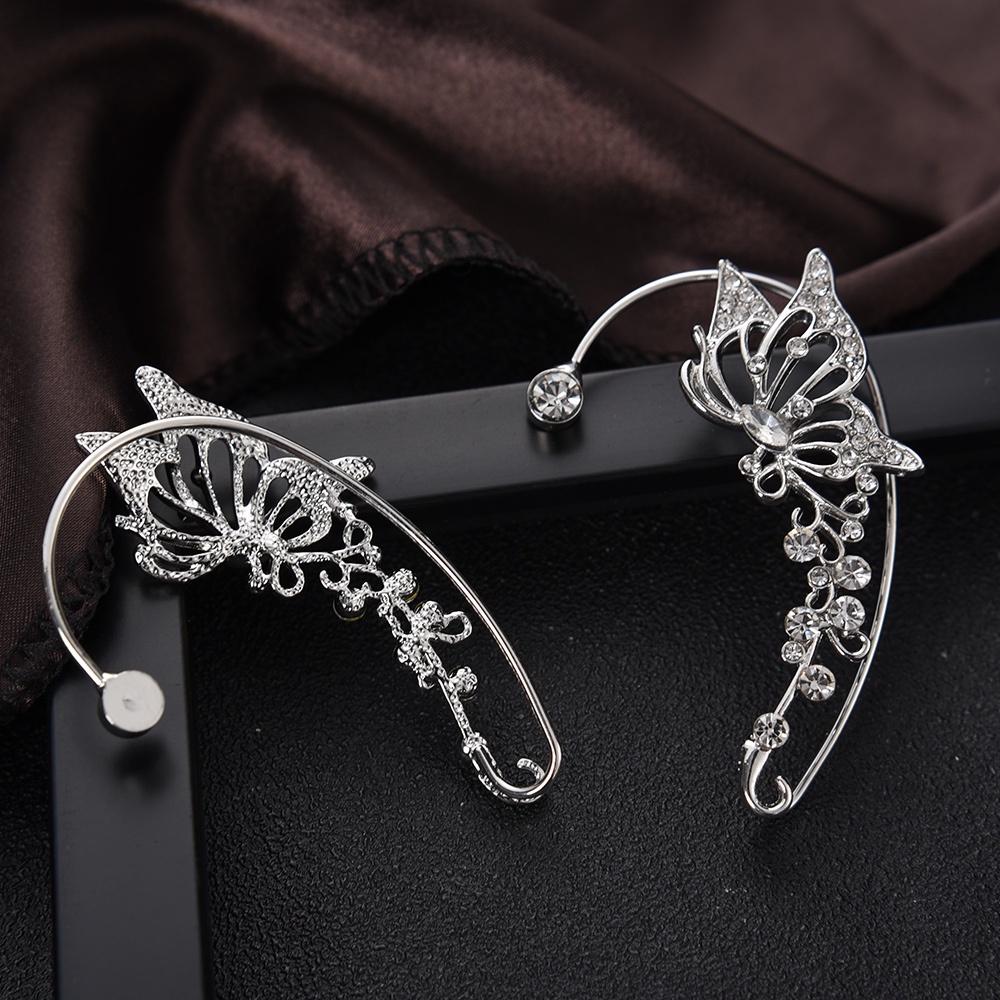 Anting Kait Desain Kupu-Kupu Hollow Hias Zircon Berlian Imitasi Gaya Korea Untuk Wanita