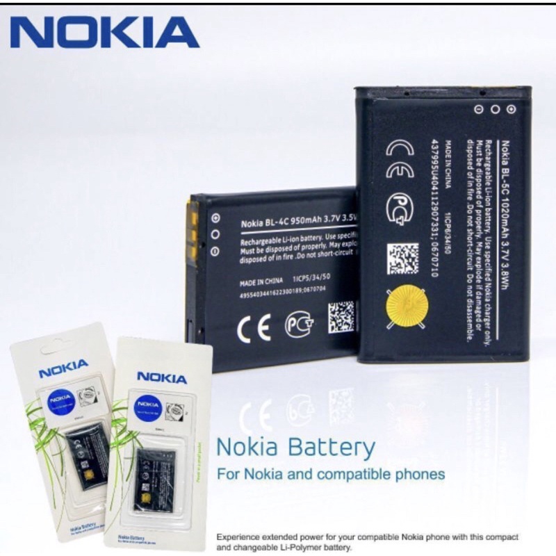 Batrey Nokia Bl-5C / Bl-4c 99Hitam Paking Panjang qualitas Bagus