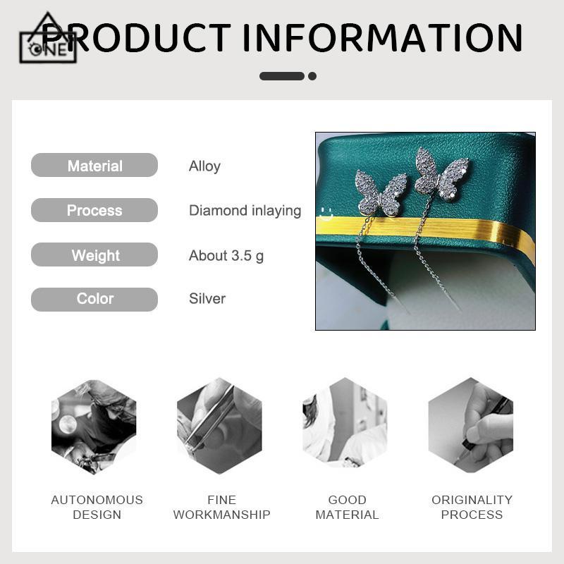 COD❤️Anting Kupu-kupu Yang Dibor Penuh Rumbai Panjang Garis Telinga Mewah Bermutu Tinggi Wanita-A.one
