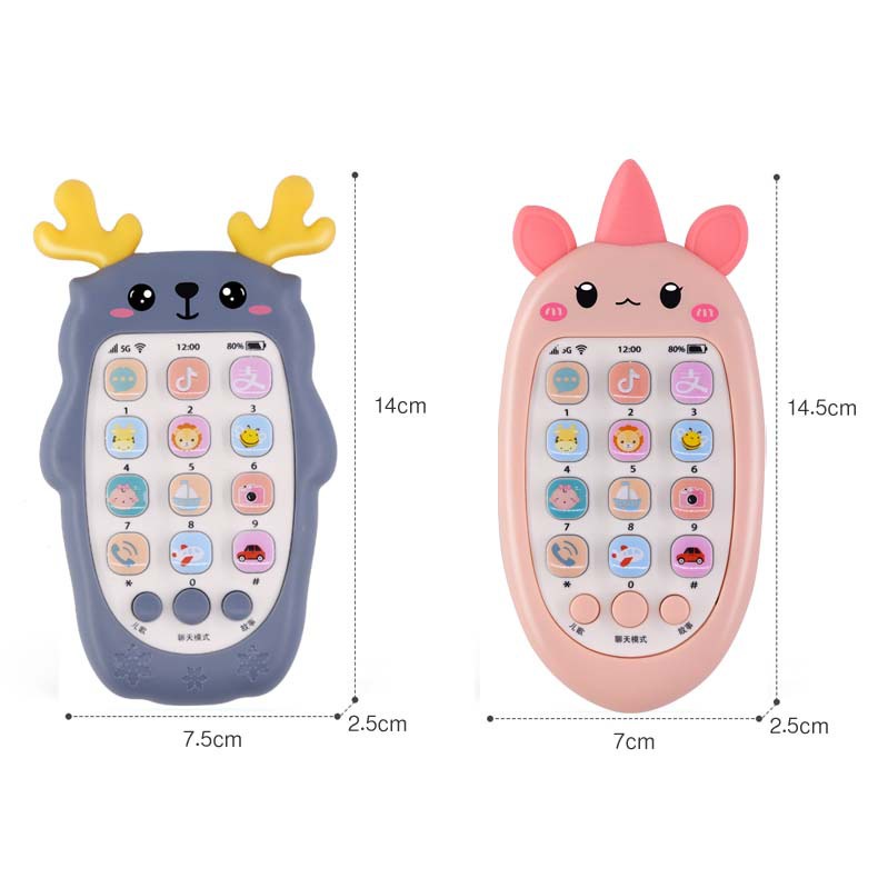 [BIG SALE] Mainan Ponsel Bayi/Mainan Handphone Bayi Telepon Pendidikan Awal dengan Lampu Musik Silikon Bentuk Wortel Carrot Deer Jerapah Dog Anjing