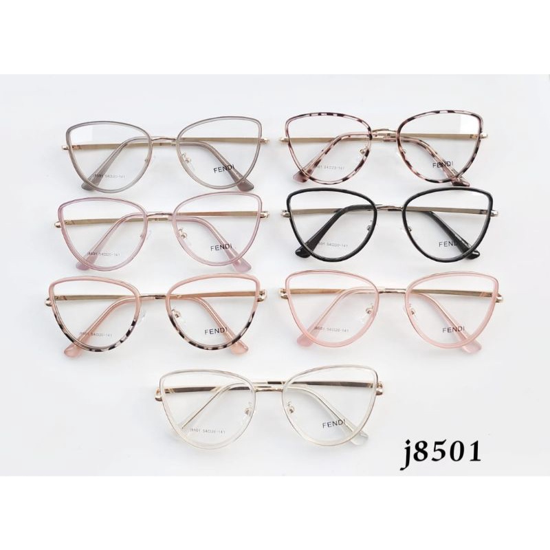 Frame Kacamata Cat eye j8501 Paket Lensa + Antiradiasi Minus | Kaca mata Wanita Anti UV Photocromic