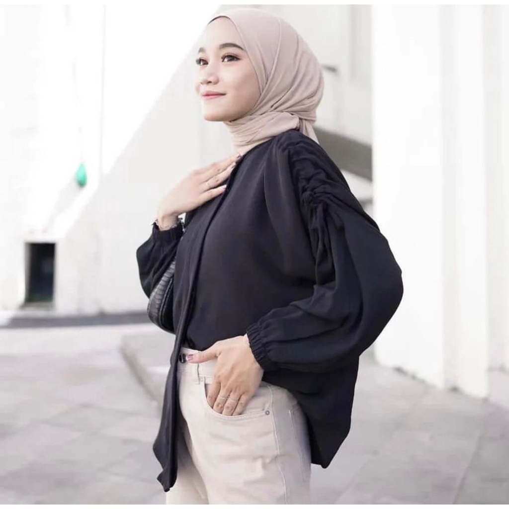 GAVI BLOUSE LENGAN SERUT | DORRY BLOUSE | SANI TOP BLOUSE CRINGKLE AIRFLOW